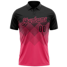 Laden Sie das Bild in den Galerie-Viewer, Uksn Individuelles Schwarz Neonpink 3D-Verlaufs-Quadratform Funktions-Poloshirt