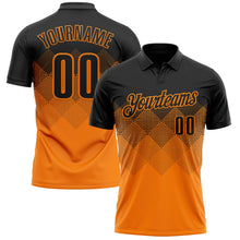 Laden Sie das Bild in den Galerie-Viewer, Uksn Individuelles Schwarz Bay Orange 3D-Verlaufs-Quadratform Funktions-Poloshirt