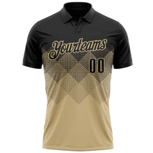 Laden Sie das Bild in den Galerie-Viewer, Uksn Individuelles Schwarz Vegas-Gold 3D-Verlaufs-Quadratform Funktions-Poloshirt