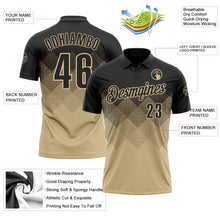 Laden Sie das Bild in den Galerie-Viewer, Uksn Individuelles Schwarz Vegas-Gold 3D-Verlaufs-Quadratform Funktions-Poloshirt