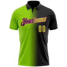 Laden Sie das Bild in den Galerie-Viewer, Uksn Individuelles Schwarz Neongrün-Pink 3D-Verlaufs-Mode Funktions-Poloshirt