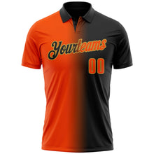 Laden Sie das Bild in den Galerie-Viewer, Uksn Individuelles Schwarz Orange-Altgold 3D-Verlaufs-Mode Funktions-Poloshirt