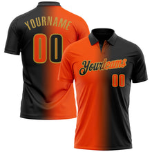 Laden Sie das Bild in den Galerie-Viewer, Uksn Individuelles Schwarz Orange-Altgold 3D-Verlaufs-Mode Funktions-Poloshirt