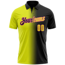 Laden Sie das Bild in den Galerie-Viewer, Uksn Individuelles Schwarz Neongelb-Pink 3D-Verlaufs-Mode Funktions-Poloshirt