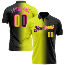 Laden Sie das Bild in den Galerie-Viewer, Uksn Individuelles Schwarz Neongelb-Pink 3D-Verlaufs-Mode Funktions-Poloshirt