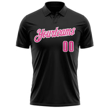 Laden Sie das Bild in den Galerie-Viewer, Uksn Individuelles Schwarz Pink-Weiß 3D Pink Ribbon Brustkrebsbewusstseinsmonat Gesundheitsfürsorge für Frauen Unterstützung Football Funktions-Poloshirt