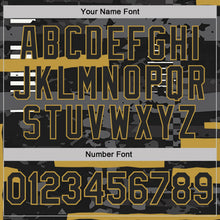 Laden Sie das Bild in den Galerie-Viewer, Uksn Individuelles Schwarz-Altgold Abstrakte geometrische Grunge-Fragmente Funktions-Poloshirt
