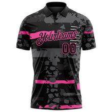 Laden Sie das Bild in den Galerie-Viewer, Uksn Individuelles Schwarz-Pink Abstrakte geometrische Grunge-Fragmente Funktions-Poloshirt