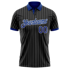 Laden Sie das Bild in den Galerie-Viewer, Uksn Individuelles Schwarz Weiß mit Nadelstreifen-Royalblau Funktions-Poloshirt