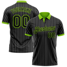 Laden Sie das Bild in den Galerie-Viewer, Uksn Individuelles Schwarz Weiß mit Nadelstreifen-Neongrün Funktions-Poloshirt