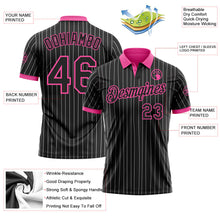 Laden Sie das Bild in den Galerie-Viewer, Uksn Individuelles Schwarz Weiß mit Nadelstreifen-Pink Funktions-Poloshirt