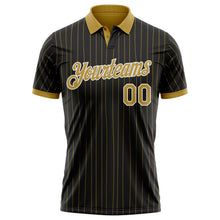 Laden Sie das Bild in den Galerie-Viewer, Uksn Individuelles Schwarz Altgold Nadelstreifen-Weiß Funktions-Poloshirt