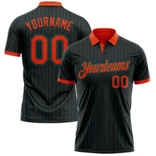 Laden Sie das Bild in den Galerie-Viewer, Uksn Individuelles Schwarz Petrol Nadelstreifen Orange-Petrol Funktions-Poloshirt