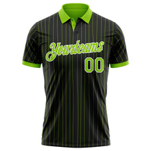 Laden Sie das Bild in den Galerie-Viewer, Uksn Individuelles Schwarz Neongrün Nadelstreifen-Weiß Funktions-Poloshirt