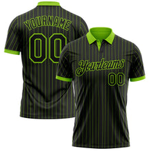 Laden Sie das Bild in den Galerie-Viewer, Uksn Individuelles Schwarz Neongrün Nadelstreifen-Neongrün Funktions-Poloshirt