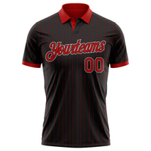 Laden Sie das Bild in den Galerie-Viewer, Uksn Individuelles Schwarz Rot mit Nadelstreifen-Weiß Funktions-Poloshirt