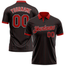 Laden Sie das Bild in den Galerie-Viewer, Uksn Individuelles Schwarz Rot mit Nadelstreifen-Weiß Funktions-Poloshirt