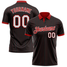 Laden Sie das Bild in den Galerie-Viewer, Uksn Individuelles Schwarz Rot mit Nadelstreifen-Weiß Funktions-Poloshirt