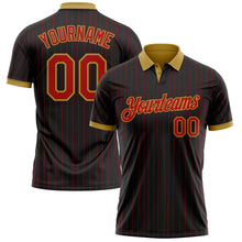 Laden Sie das Bild in den Galerie-Viewer, Uksn Individuelles Schwarz Rot mit Nadelstreifen-Altgold Funktions-Poloshirt