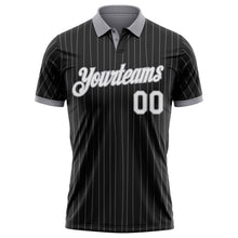 Laden Sie das Bild in den Galerie-Viewer, Uksn Individuelles Schwarz Grau Nadelstreifen-Weiß Funktions-Poloshirt