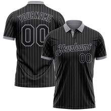 Laden Sie das Bild in den Galerie-Viewer, Uksn Individuelles Schwarz Grau Nadelstreifen-Grau Funktions-Poloshirt