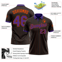 Laden Sie das Bild in den Galerie-Viewer, Uksn Individuelles Schwarz Orange Nadelstreifen-Violett Funktions-Poloshirt