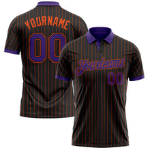 Laden Sie das Bild in den Galerie-Viewer, Uksn Individuelles Schwarz Orange Nadelstreifen-Violett Funktions-Poloshirt