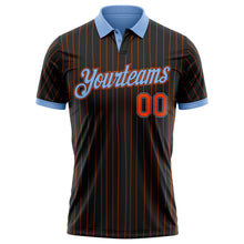 Laden Sie das Bild in den Galerie-Viewer, Uksn Individuelles Schwarz Orange Nadelstreifen-Hellblau Funktions-Poloshirt
