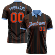 Laden Sie das Bild in den Galerie-Viewer, Uksn Individuelles Schwarz Orange Nadelstreifen-Hellblau Funktions-Poloshirt