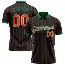 Laden Sie das Bild in den Galerie-Viewer, Uksn Individuelles Schwarz Orange Nadelstreifen Weiß-Kelly-Grün Funktions-Poloshirt