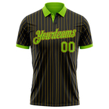 Laden Sie das Bild in den Galerie-Viewer, Uksn Individuelles Schwarz Gelb Nadelstreifen-Neongrün Funktions-Poloshirt