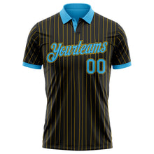 Laden Sie das Bild in den Galerie-Viewer, Uksn Individuelles Schwarz Gelb Nadelstreifen-Himmelblau Funktions-Poloshirt