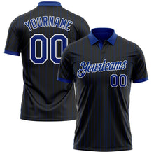 Laden Sie das Bild in den Galerie-Viewer, Uksn Individuelles Schwarz Royalblau Nadelstreifen-Weiß Funktions-Poloshirt