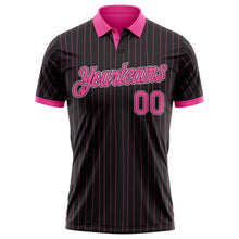 Laden Sie das Bild in den Galerie-Viewer, Uksn Individuelles Schwarz Pink Nadelstreifen-Weiß Funktions-Poloshirt