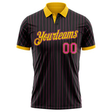 Laden Sie das Bild in den Galerie-Viewer, Uksn Individuelles Schwarz Pink Nadelstreifen-Gelb Funktions-Poloshirt