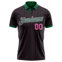 Laden Sie das Bild in den Galerie-Viewer, Uksn Individuelles Schwarz Pink Nadelstreifen Weiß-Kelly-Grün Funktions-Poloshirt