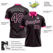 Laden Sie das Bild in den Galerie-Viewer, Uksn Individuelles Schwarz Pink Nadelstreifen-Weiß Funktions-Poloshirt
