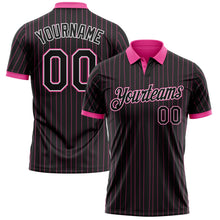 Laden Sie das Bild in den Galerie-Viewer, Uksn Individuelles Schwarz Pink Nadelstreifen-Weiß Funktions-Poloshirt