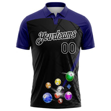 Laden Sie das Bild in den Galerie-Viewer, Uksn Individuelles Schwarz Violett-Weiß Billardkugeln Funktions-Poloshirt