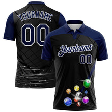 Laden Sie das Bild in den Galerie-Viewer, Uksn Individuelles Schwarz Marineblau-Weiß Billardkugeln Funktions-Poloshirt