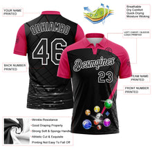 Laden Sie das Bild in den Galerie-Viewer, Uksn Individuelles Schwarz Pink-Weiß Billardkugeln Funktions-Poloshirt