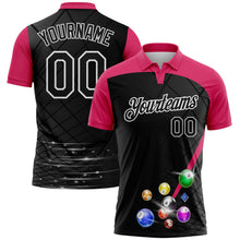 Laden Sie das Bild in den Galerie-Viewer, Uksn Individuelles Schwarz Pink-Weiß Billardkugeln Funktions-Poloshirt