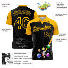 Laden Sie das Bild in den Galerie-Viewer, Uksn Individuelles Schwarz-Gold Billardkugeln Funktions-Poloshirt