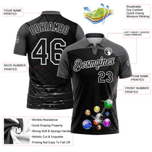 Laden Sie das Bild in den Galerie-Viewer, Uksn Individuelles Schwarz Stahlgrau-Weiß Billardkugeln Funktions-Poloshirt