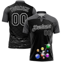 Laden Sie das Bild in den Galerie-Viewer, Uksn Individuelles Schwarz Stahlgrau-Weiß Billardkugeln Funktions-Poloshirt