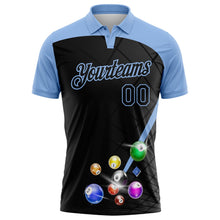 Laden Sie das Bild in den Galerie-Viewer, Uksn Individuelles Schwarz-Hellblau Billardkugeln Funktions-Poloshirt