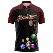 Laden Sie das Bild in den Galerie-Viewer, Uksn Individuelles Schwarz Karmesinrot-Creme Billardkugeln Funktions-Poloshirt