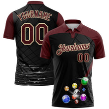 Laden Sie das Bild in den Galerie-Viewer, Uksn Individuelles Schwarz Karmesinrot-Creme Billardkugeln Funktions-Poloshirt