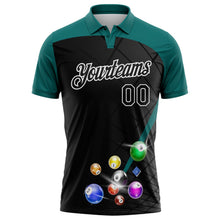Laden Sie das Bild in den Galerie-Viewer, Uksn Individuelles Schwarz Petrol-Weiß Billardkugeln Funktions-Poloshirt