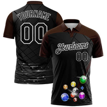 Laden Sie das Bild in den Galerie-Viewer, Uksn Individuelles Schwarz Braun-Weiß Billardkugeln Funktions-Poloshirt